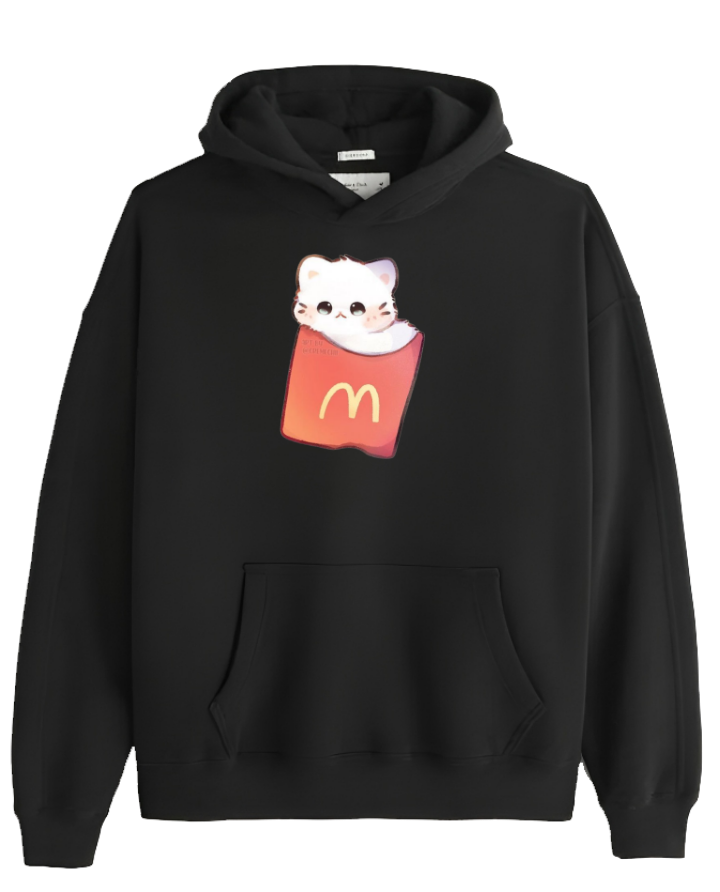 cat Oversize Hoodie Black 86