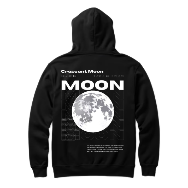 Crescent Moon Back text oversize hoodie back 86