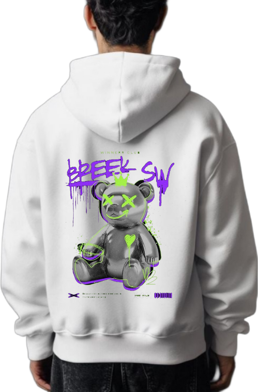 BREEK SW Back text oversize hoodie White back 87