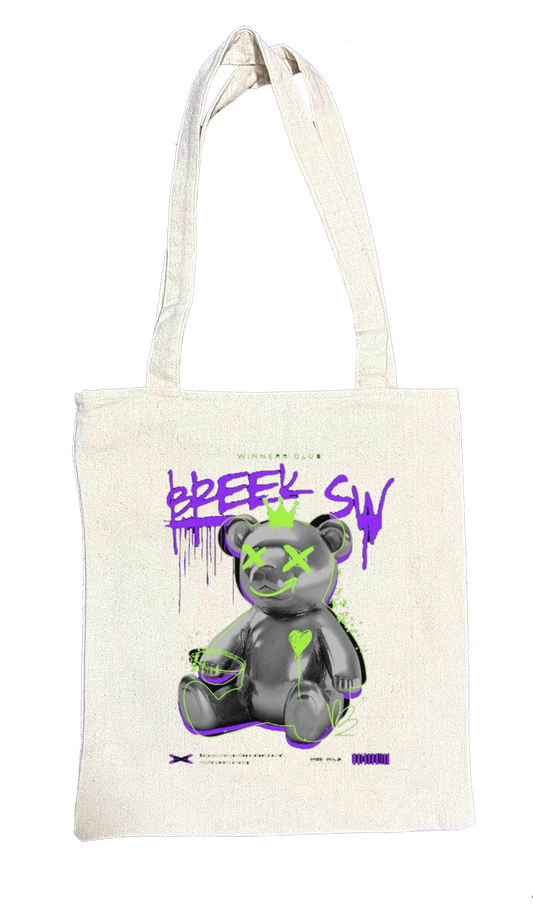 BREEK Back text tote bag beige 85