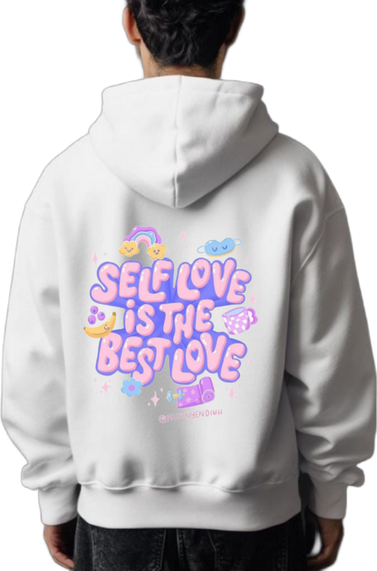 SELF LOVE IS THE BEST LOVE One Size hoodie White Back 87