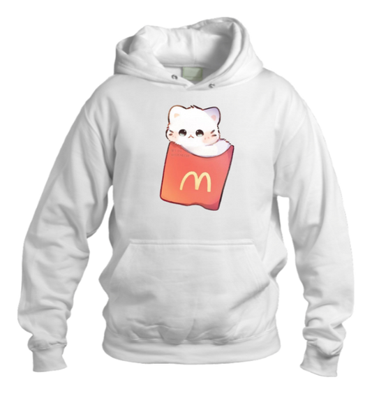cat Oversize Hoodie White 87