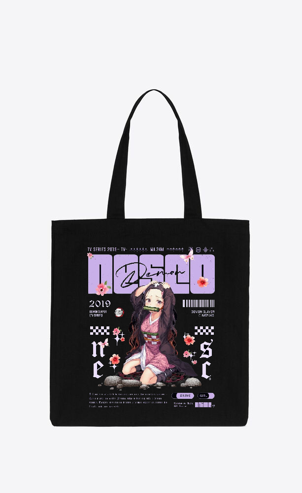 Anime Demon slayer nezuko tanjiro tote bag Black 87