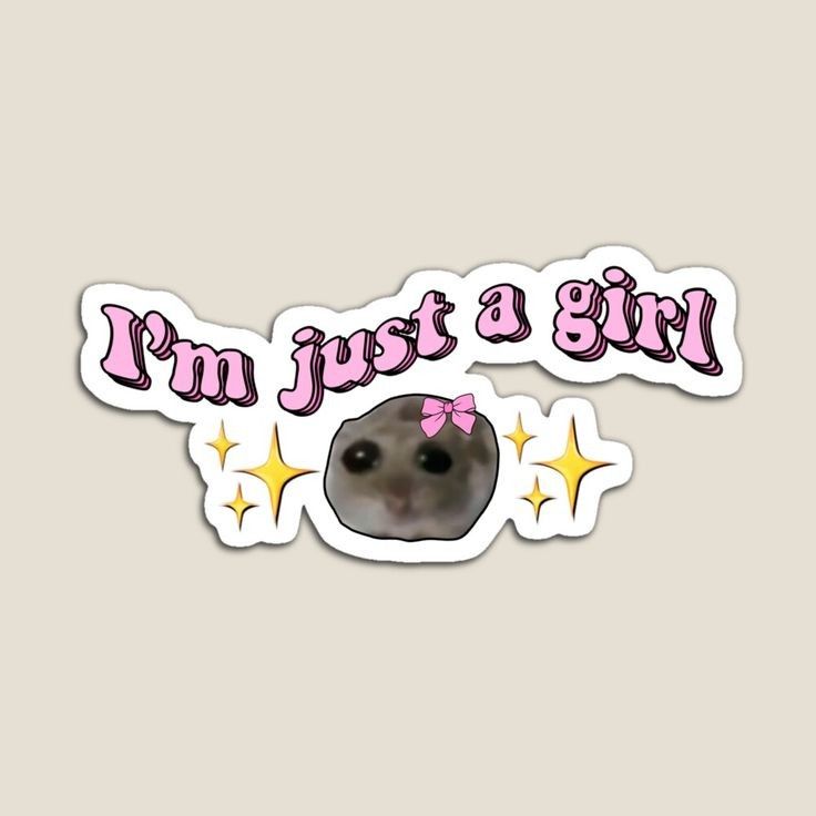 Funny "I'm Just a Girl" Hamster Meme Sticker - Cute Bow Coquette Aesthetic Vinyl Decal for Laptop, Water Bottle, Journal, and Phone Case