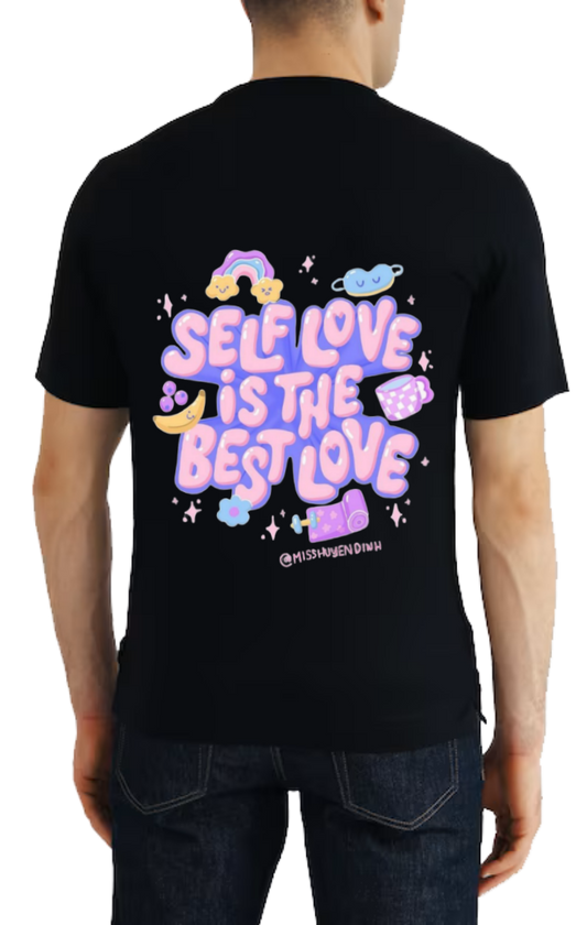 SELF LOVE IS THE BEST LOVE t- shirt One Size Black back 88