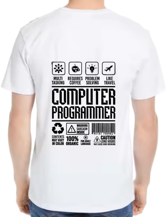 COMPUTER PROGRAMMER Back text One Size t- shirt White Back 87
