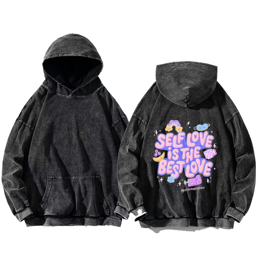 SELF LOVE IS THE BEST LOVE One Size hoodie Washed Back 71