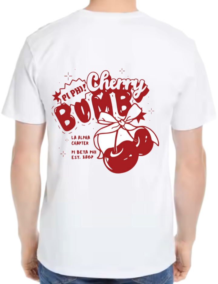 PIPH)! Cherry BOMB t- shirt One Size White back 88