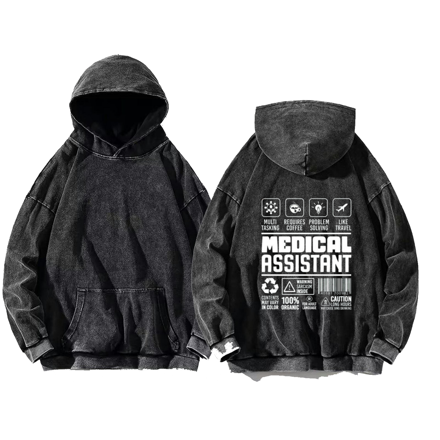 MEDICAL ASSISTANT oversize hoodie Washed back 89