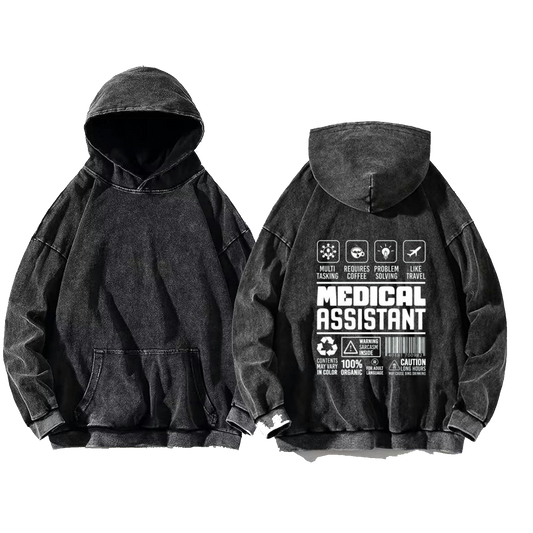 MEDICAL ASSISTANT oversize hoodie Washed back 89