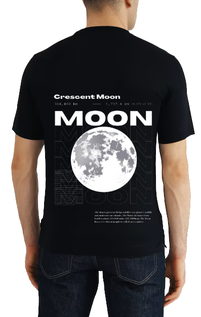 MOON Back text One Size t- shirt Black Back 85