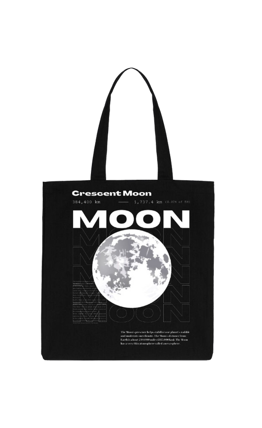 MOON Back text tote bag Black 86