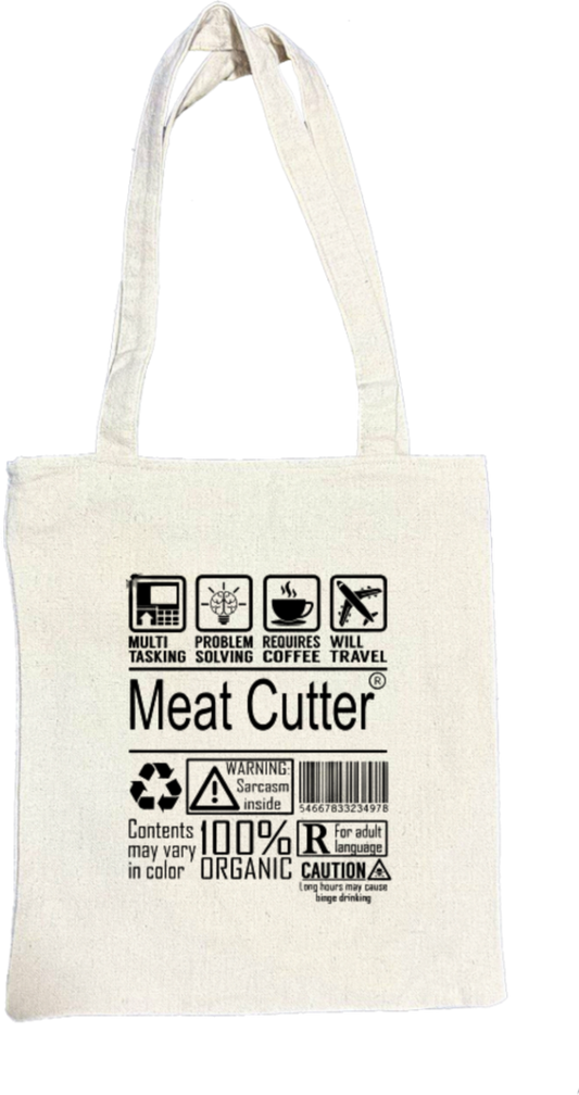 Meat Cutter Back text tote bag beige 116