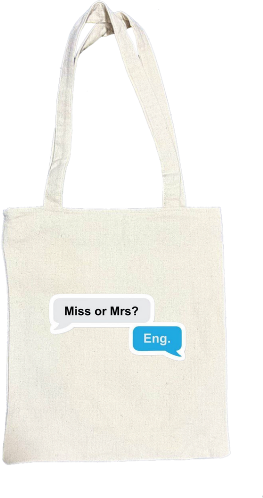 names tote bag beige Miss or Mrs? Eng. 8