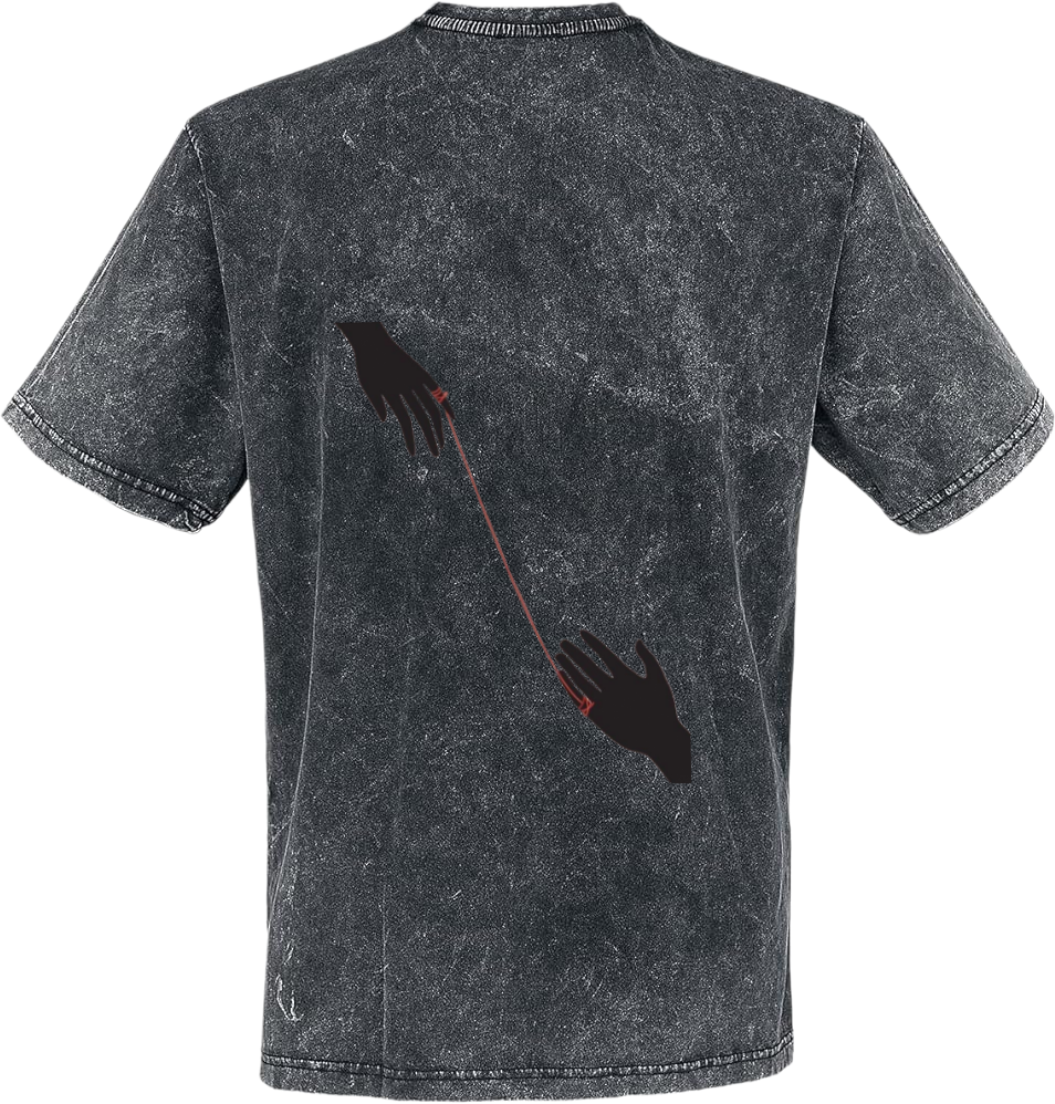 Two hands connected by a red thread t- shirt One Size Washed Back 8