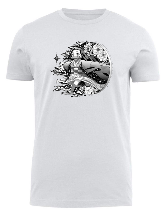 Anime Demon slayer nezuko tanjiro t- shirt fit White 8