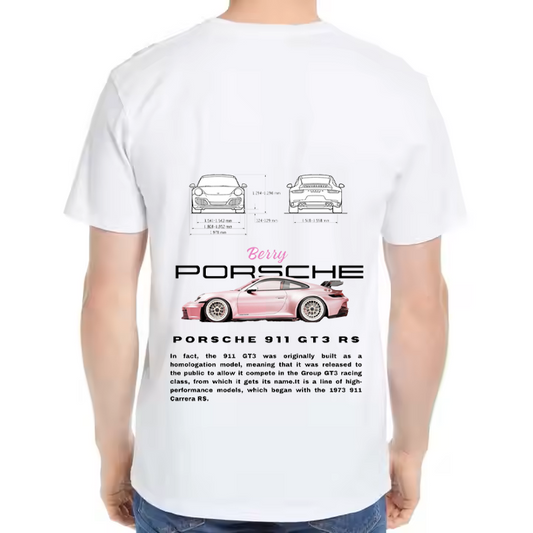 Porsche 911 GT3 RS Car t- shirt One Size White Back 7