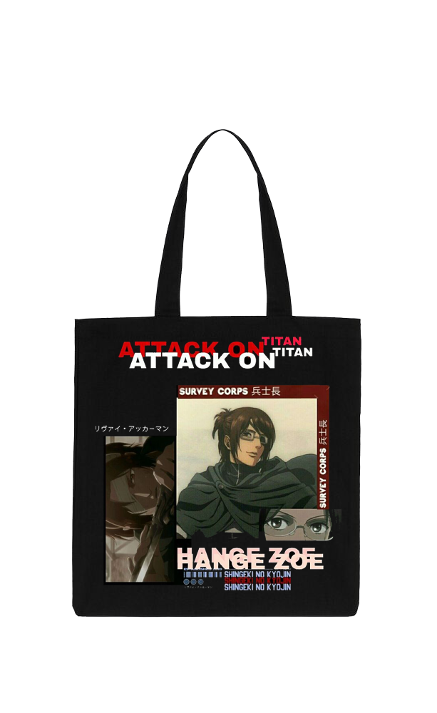 Anime Attack on titan shingeki no kyojin Aot Black tote bag 8