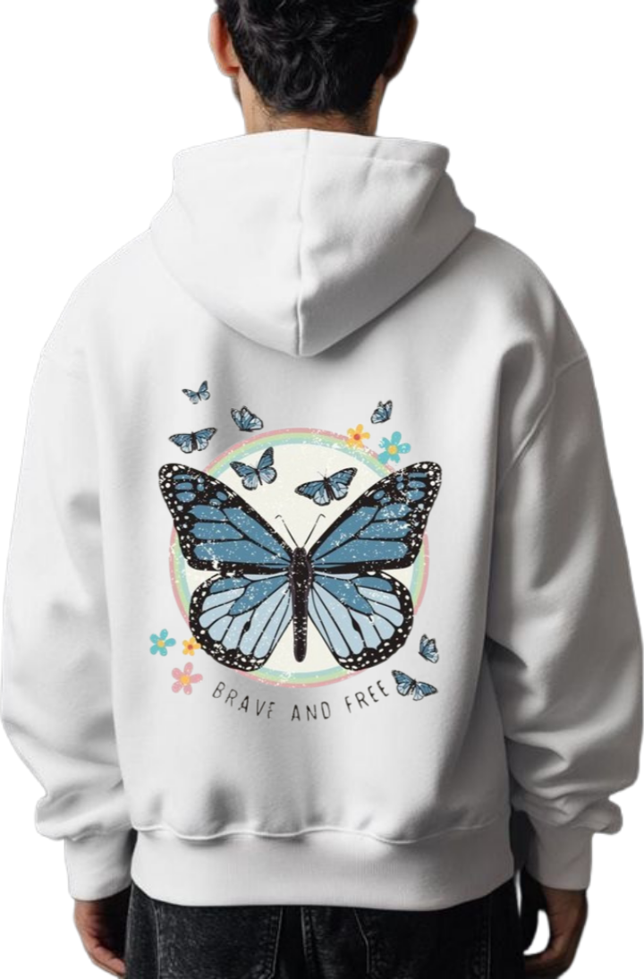 butterflies Oversize Hoodie White Back 8