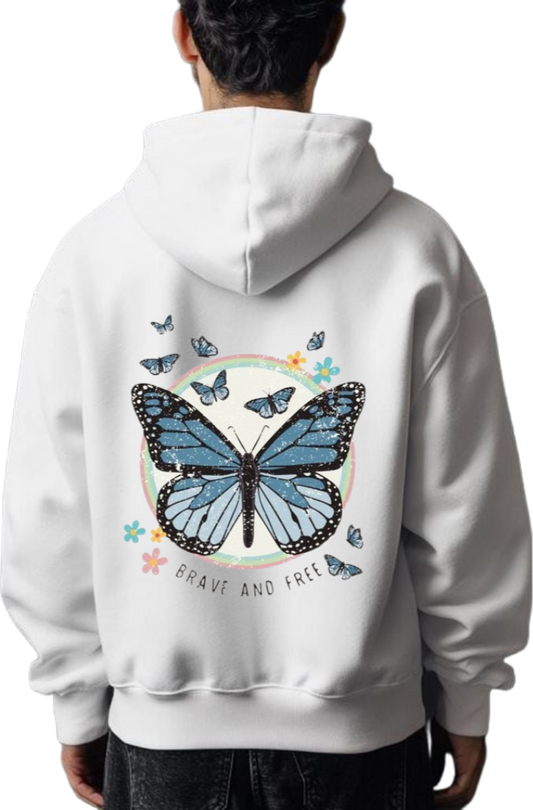 butterflies Oversize Hoodie White Back 8