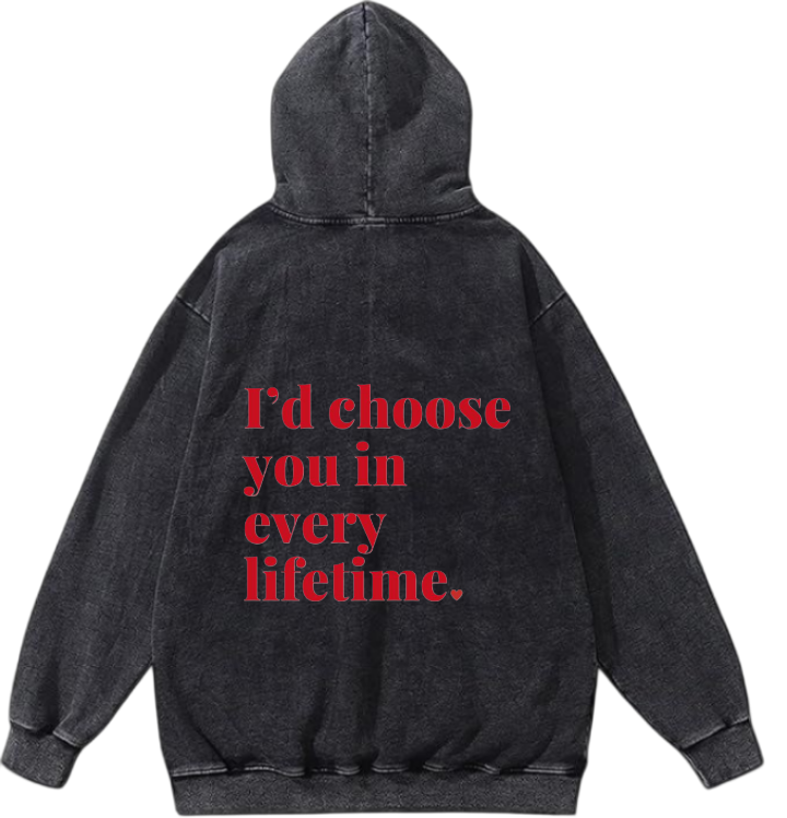 VaIentine coupIe Oversize  Hoodie Washed gray Back 8