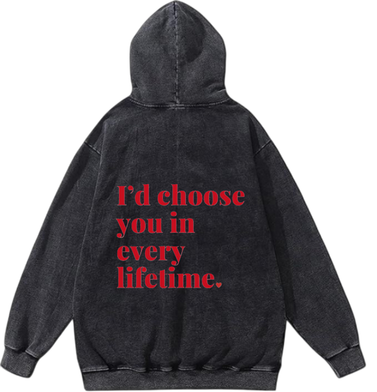 VaIentine coupIe Oversize  Hoodie Washed gray Back 8