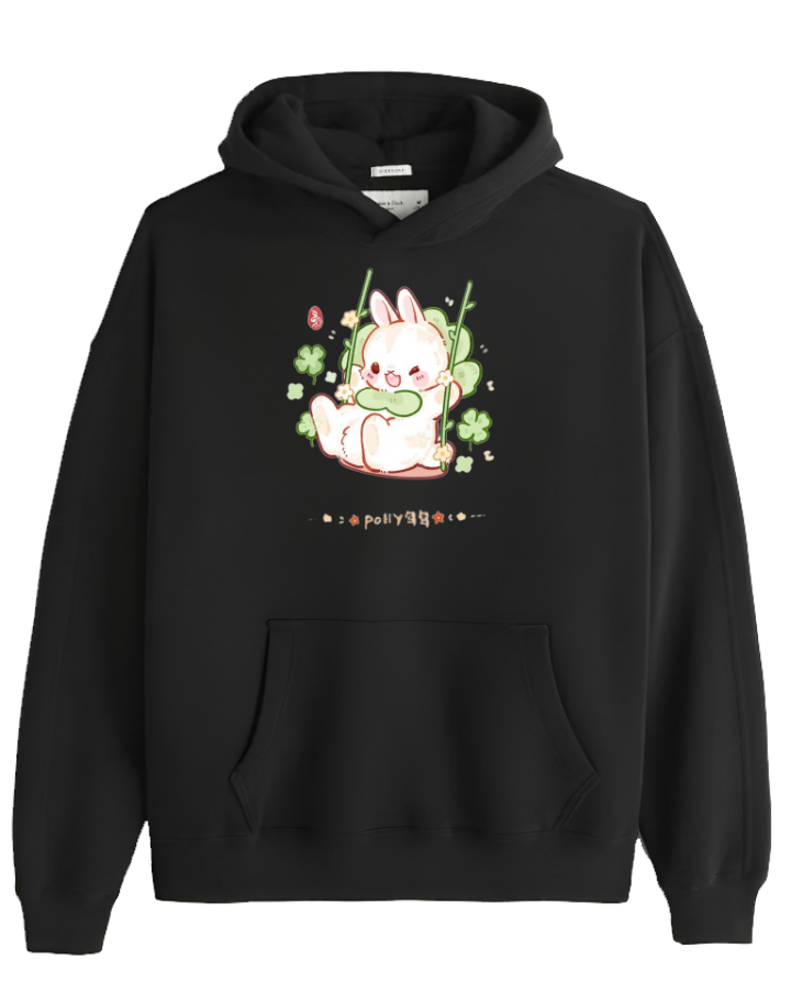 bunny Oversize Hoodie Black 8