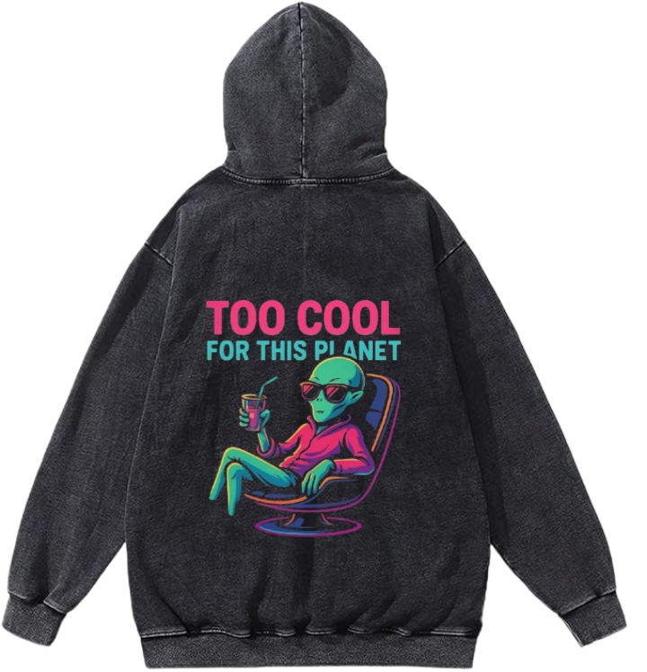 aliens Oversize Hoodie Washed gray Back 8