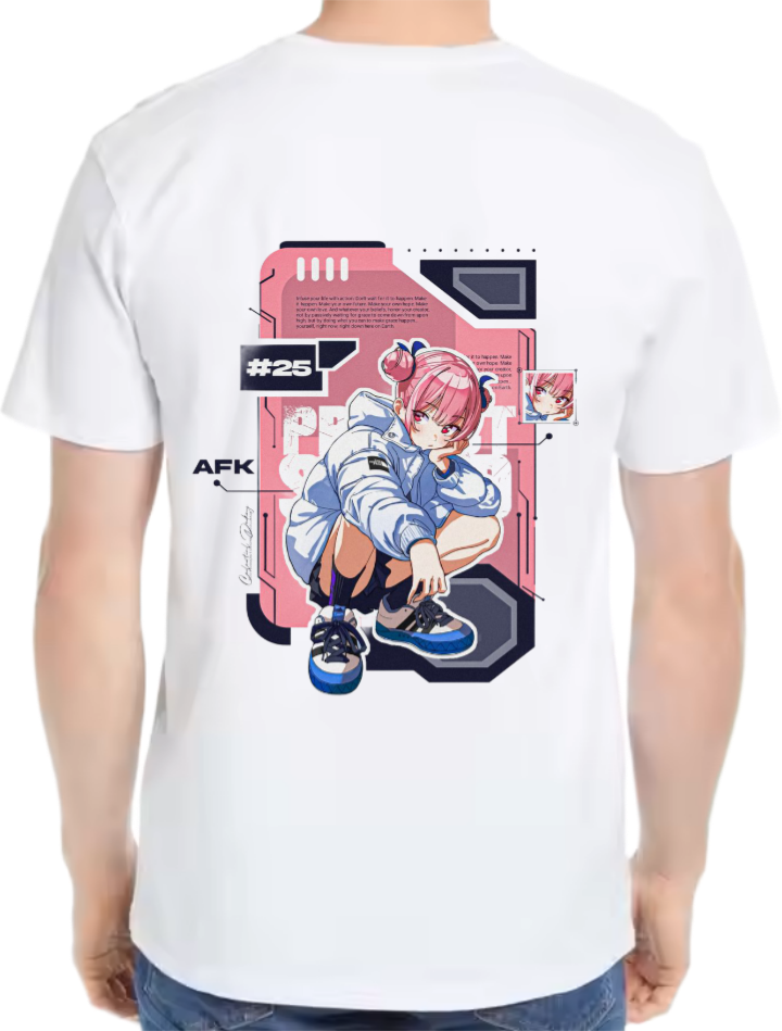 Anime OC t- shirt Over Size White Back 47