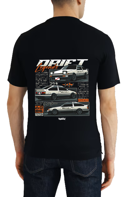 Toyota Corolla AE86 Car t- shirt One Size Black Back 6
