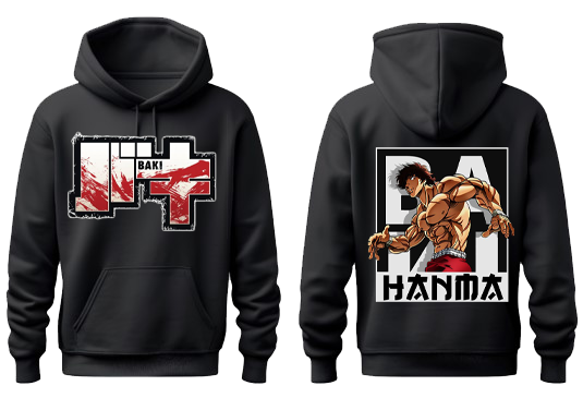 Anime baki oversize hoodie Black Back 17