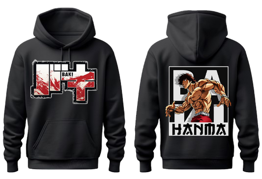 Anime baki oversize hoodie Black Back 17