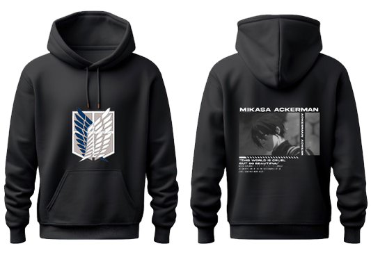 Anime Attack on titan shingeki no kyojin eren levi mikasa Aot Black Oversize HOODIE back 8