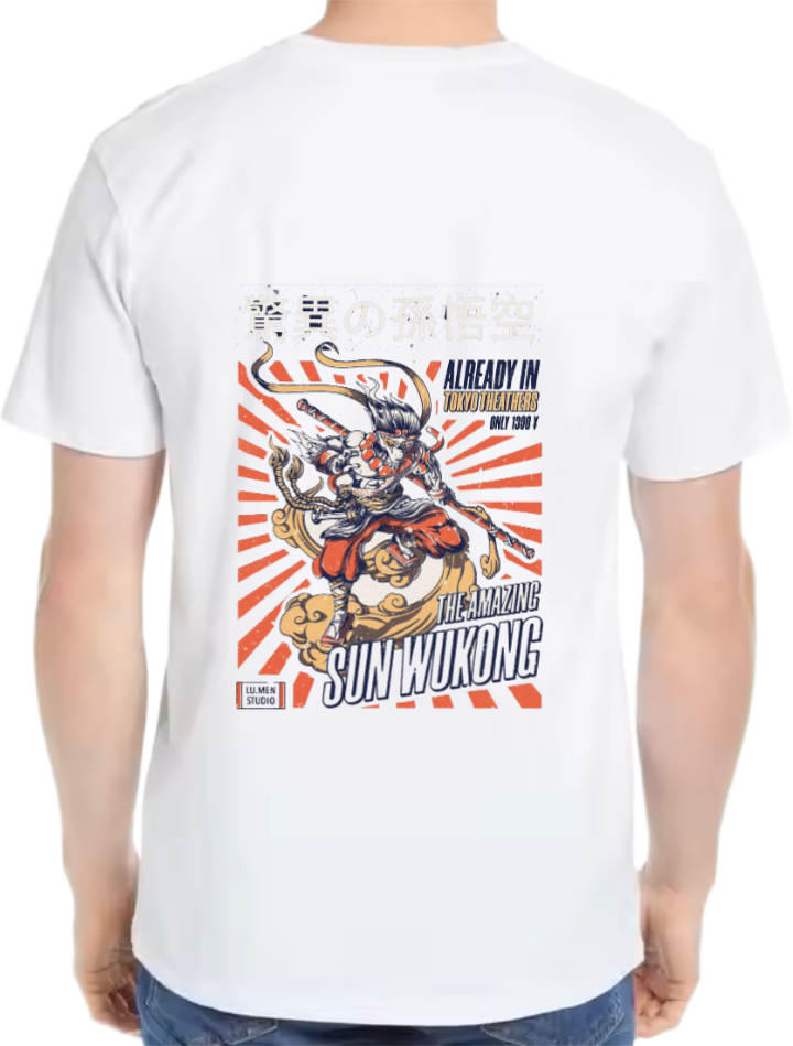 THE AMAZING SUN WUKONG t- shirt Over Size White Back 91