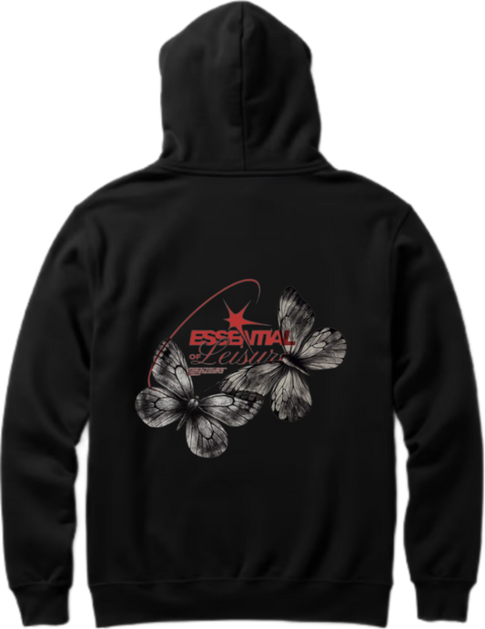 butterflies Oversize Hoodie Black Back 8