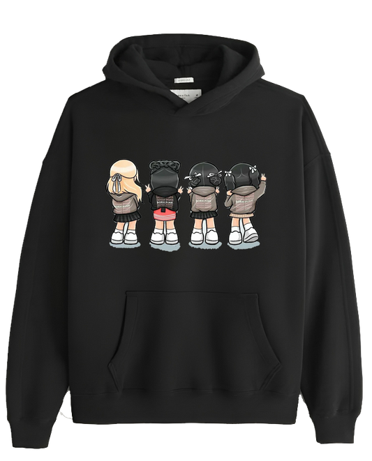 Black pink One Size hoodie Black 8
