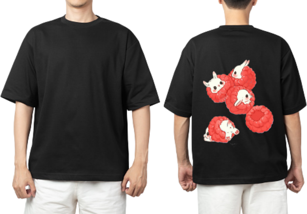 Raspberries t- shirt One Size Black back 8