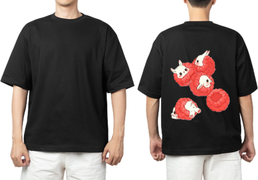 Raspberries t- shirt One Size Black back 8