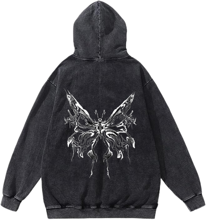 Goth Oversize  Hoodie Washed gray Back 8