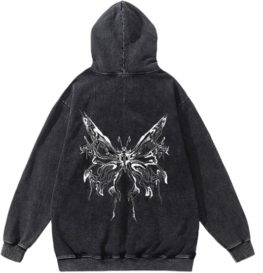 Goth Oversize  Hoodie Washed gray Back 8