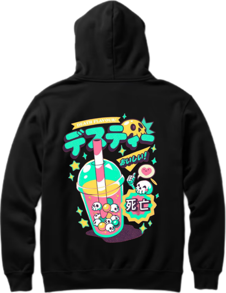 Death Flavour Over Size hoodie Black Back 8