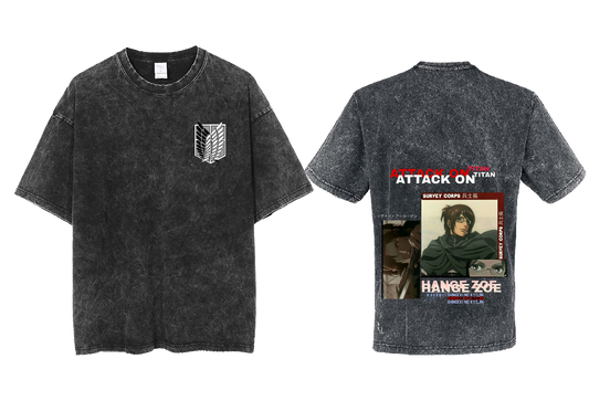 Anime Attack on titan shingeki no kyojin eren levi mikasa Aot Oversize t- shirt Washd acid back 8