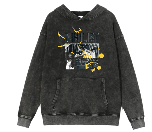RANDOM ANIME GIRL Oversize  Hoodie Washed gray 8