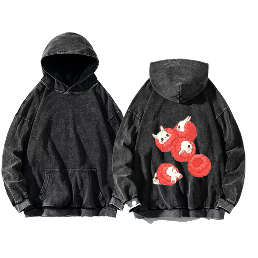Raspberries One Size hoodie Washed Back 8