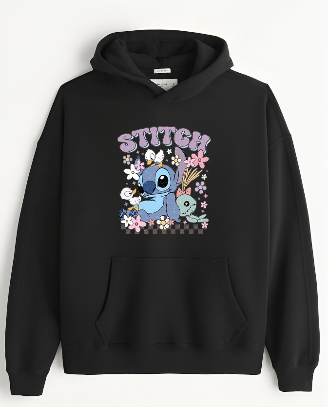 stitch Over Size hoodie Black 8