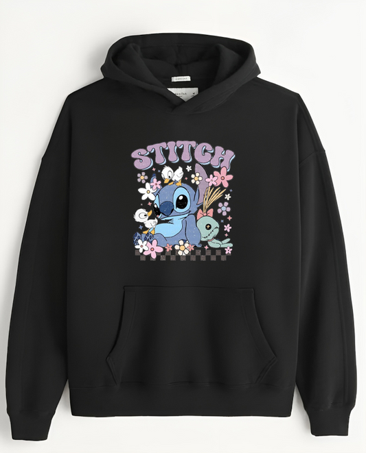 stitch Over Size hoodie Black 8
