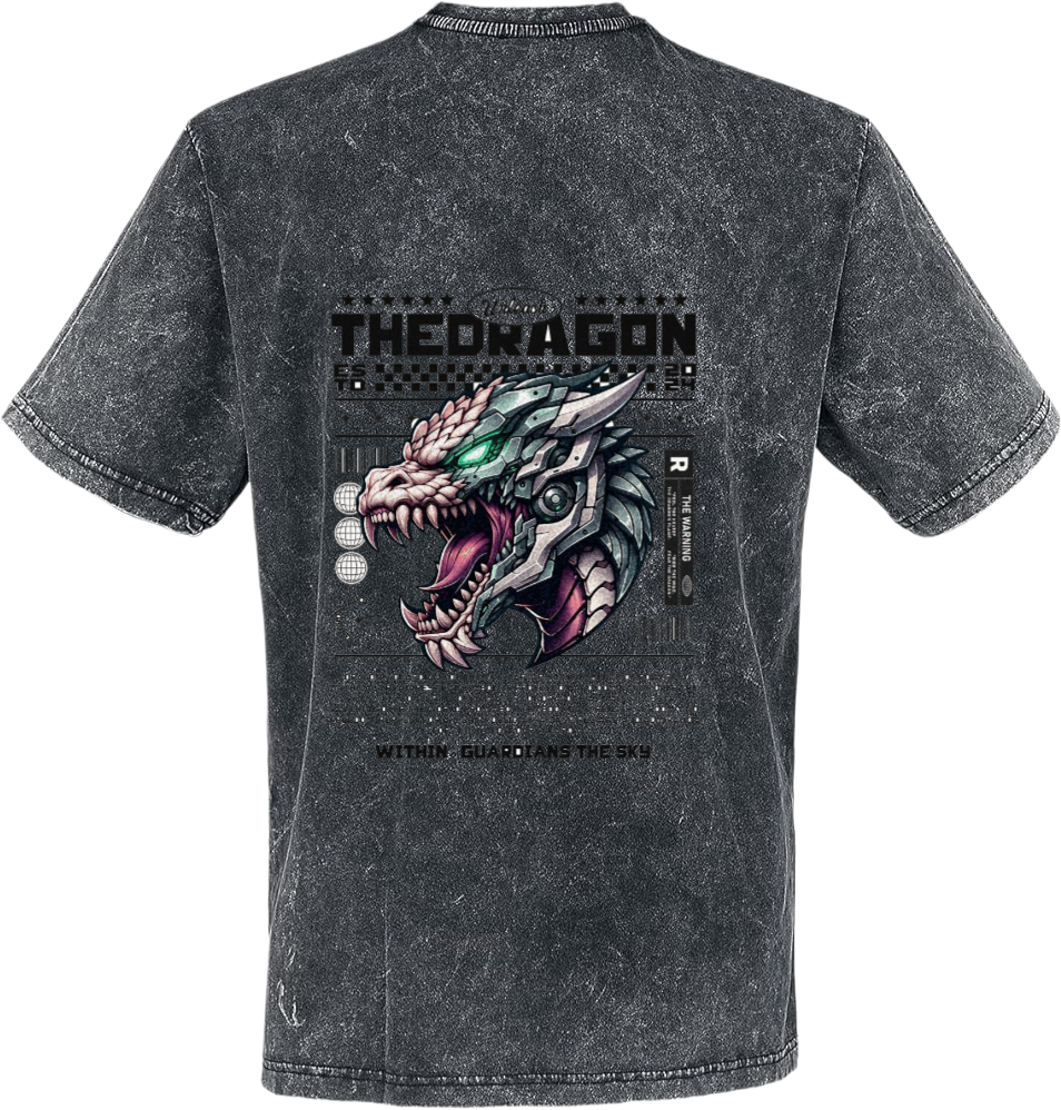 THE DRAGON t- shirt Over Size Washed Back 28