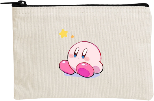 Kawaii Cute Kirby Canvas Makeup Pouch, Aesthetic Pink Anime Character Small Zipper Makeup Bag, Pencil Case, Travel Toiletry Pouch for Women and Girls 7