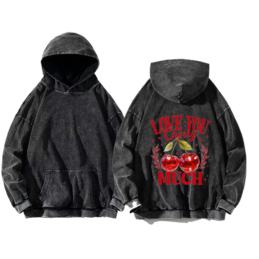 LOVE YOU Cherry MUCH One Size hoodie Washed Back 8