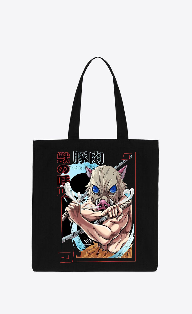 Anime Demon slayer nezuko tanjiro tote bag Black 8